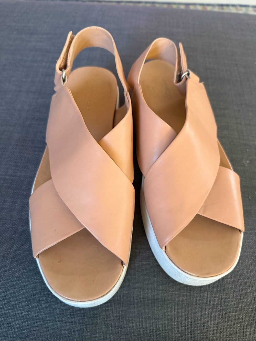 Vince Peach Leather Crisscross Slingback Sandals